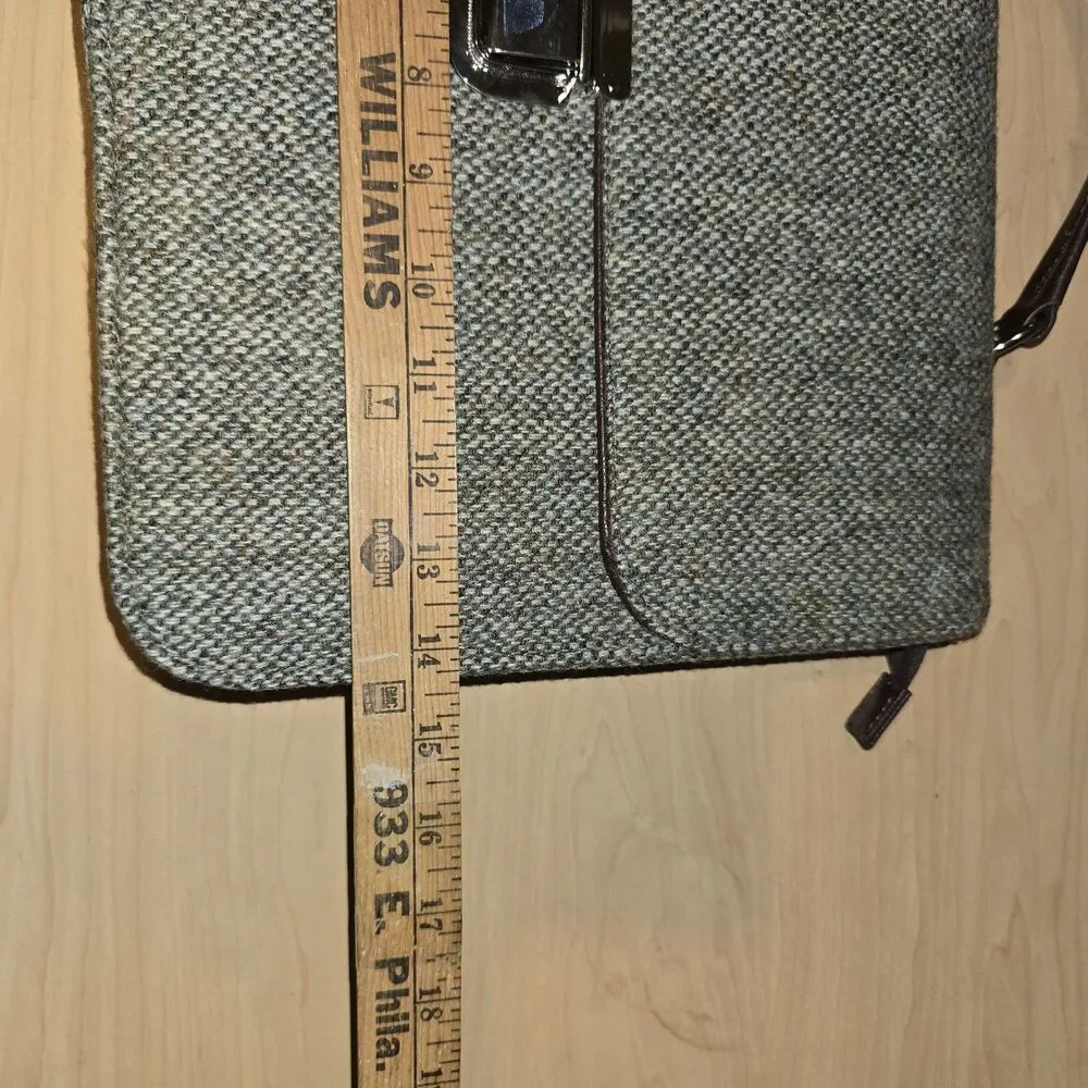 Glen Appin Harris Tweed Work Bag Col 3 Deveron Leather Strap Flip Top Briefcase